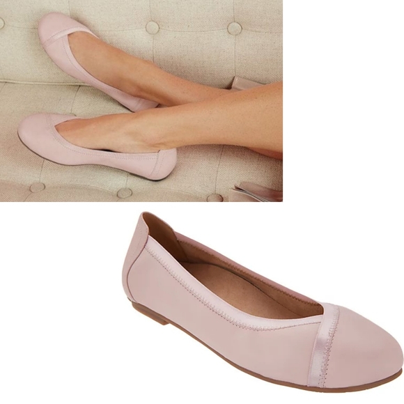 New Vionic leather spark caroll slip on ballet flats light pink comfort cushion - Picture 1 of 16